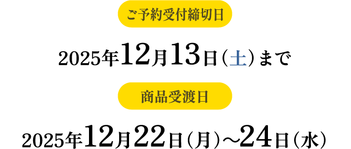 ザ・ビッグ店舗　ご予約受付締切日・商品受渡日