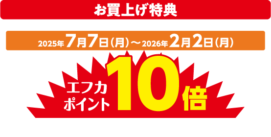 お買い上げ特典エフカポイント10倍