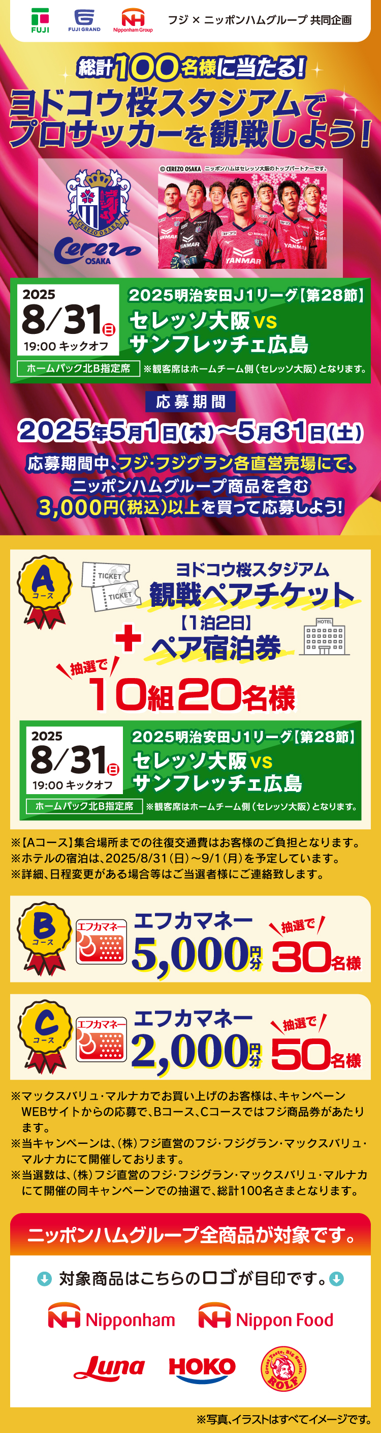 【フジ×ニッポンハムグループ共同企画】ヨドコウ桜スタジアムでプロサッカーを観戦しよう！
