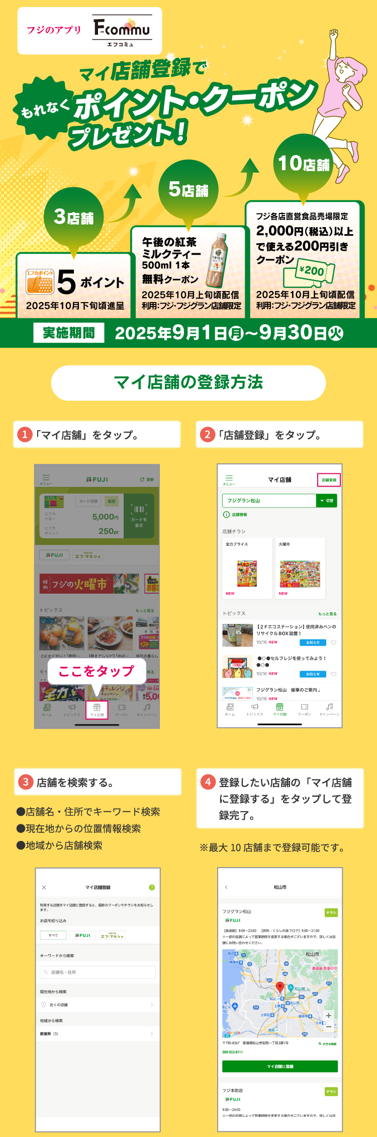 マイ店舗登録でもれなくポイント・クーポンプレゼント！