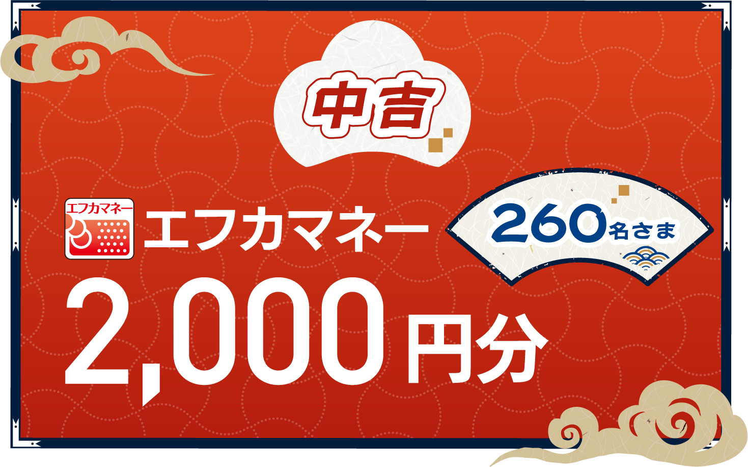 中吉 260名さま　エフカマネー2,000円分