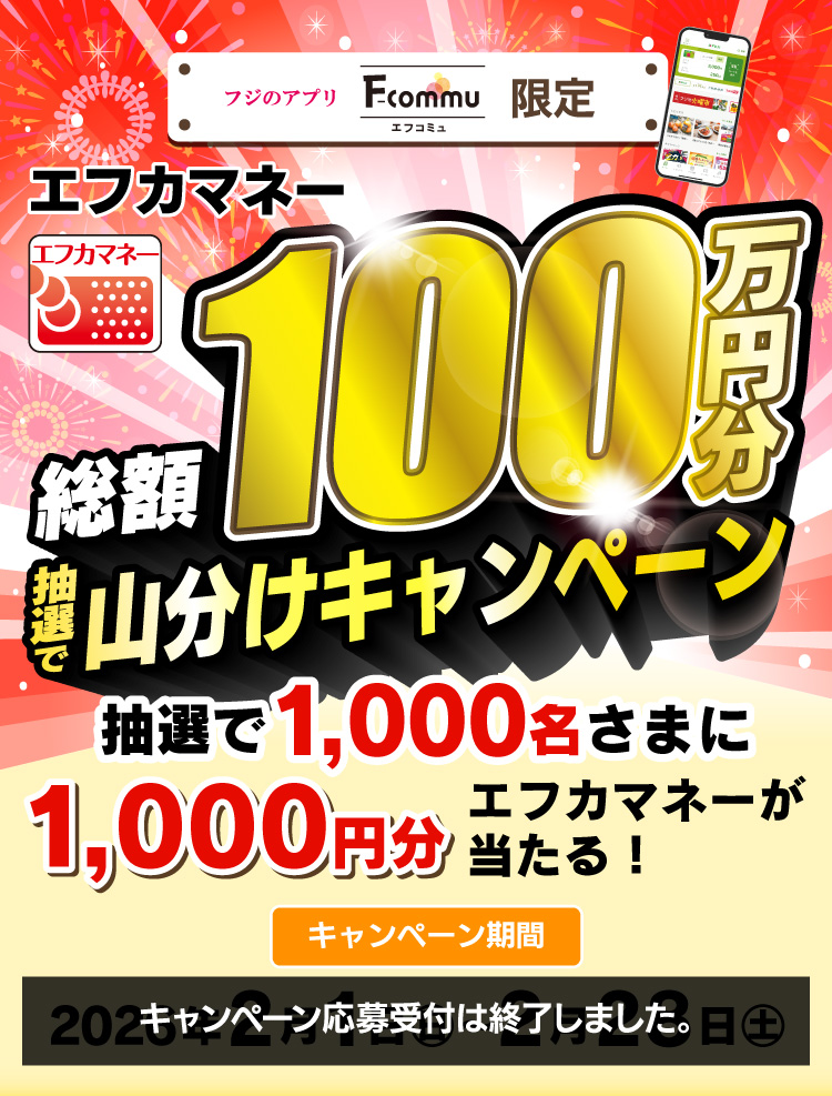 エフカマネー総額100万円分抽選で山分けキャンペーン