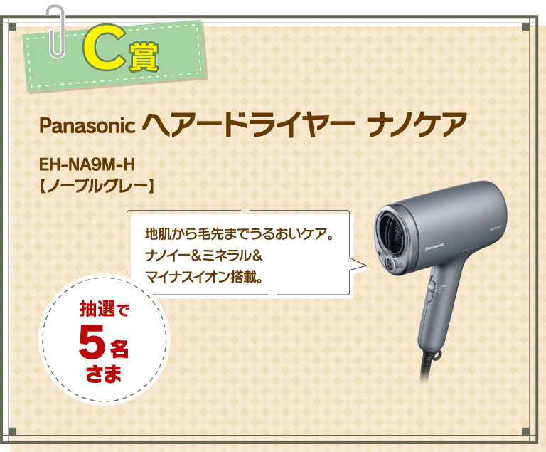 C賞 Panasonic ヘアードライヤーナノケア EH-NA9M-H【ノーブルグレー】