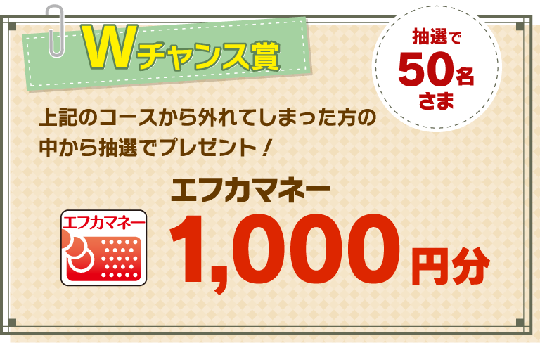 Wチャンス賞 エフカマネー1,000円分