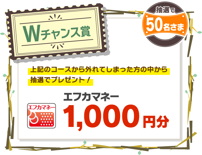 Wチャンス賞 エフカマネー1,000円分