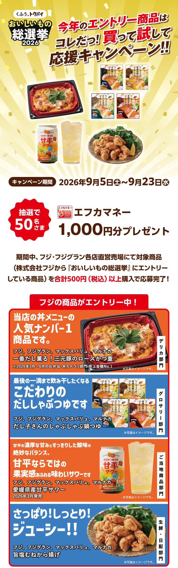 今年のエントリー商品はコレだっ！買って試して応援キャンペーン！！