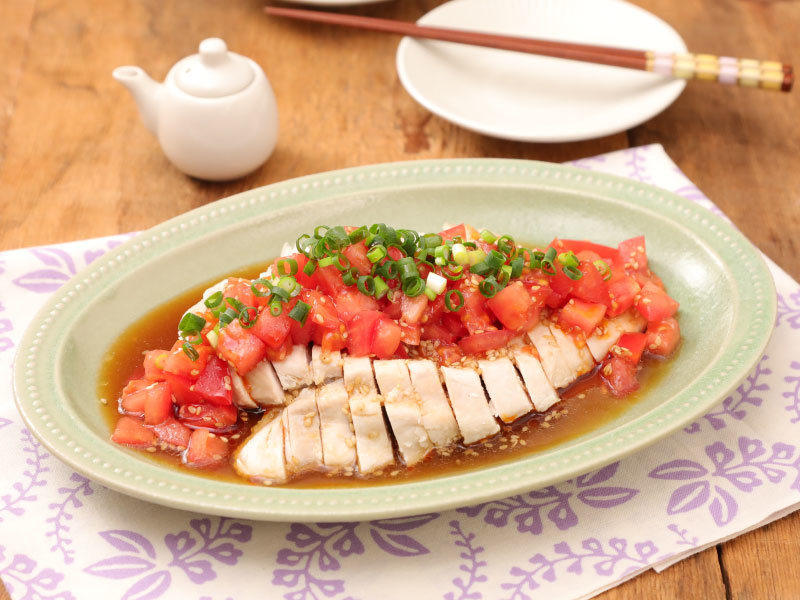 レンジで作れる♪トマトたっぷりよだれ鶏 