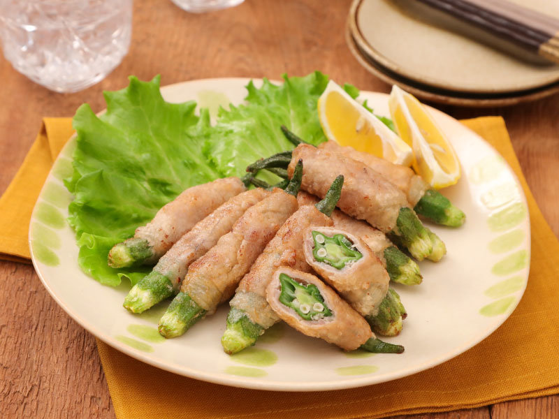 お酒に合う♪オクラの肉巻き唐揚げ