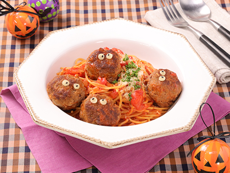 イメージ画像：ハロウィンに♪おばけのミートボールパスタ